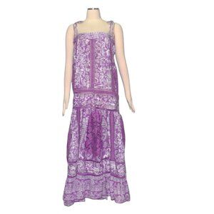 Farm Rio Sweet Garden Floral Shift Maxi Dress Purple Lilac XL